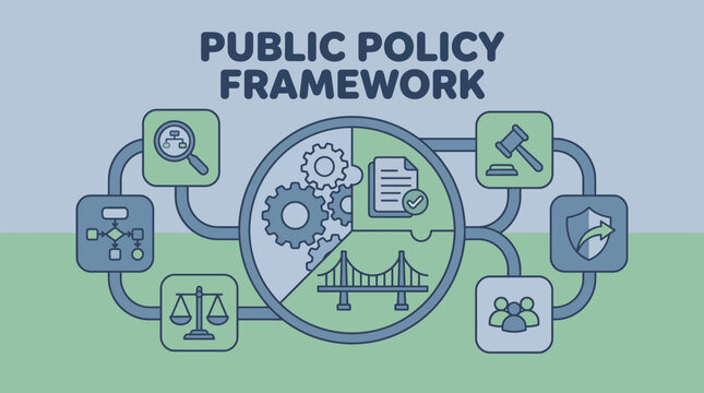 Public policy framework infographic design.