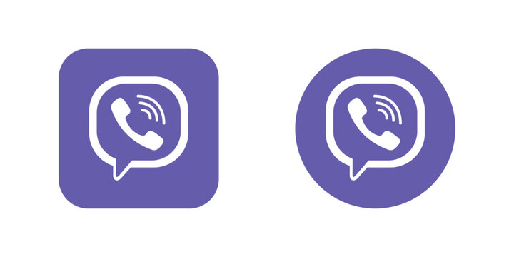 Messaging and calling app communication logo icons in square and circle variations with messaging communication internet illustration interface
