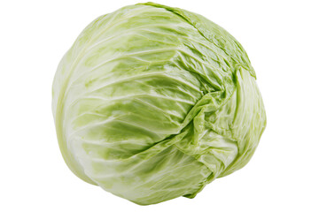 Fototapeta premium Fresh green cabbage isolated on a transparent background, a healthy vegetable for cooking and nutritious meals, crisp and vibrant