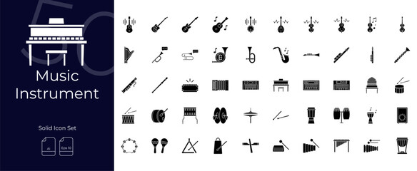 Music Instrument Solid Editable Icons set © nadya bilqis