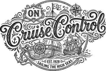 Vintage cruise control sailing ship logo © Md. Musaddik Rahman