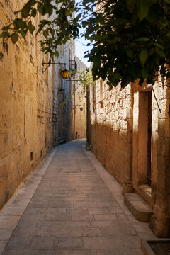 Traditional Narrow Street in Valletta, Malta