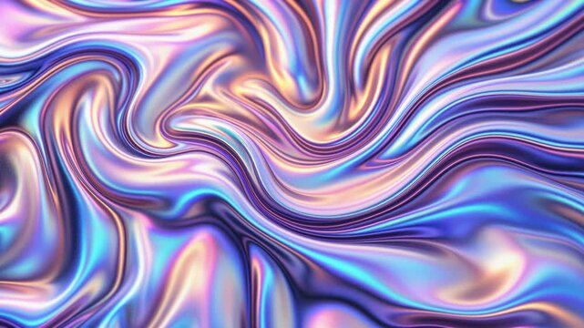 Abstract iridescent neon fluid foil moving with a seamless loop, creating a colorful psychedelic background