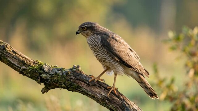 eurasian sparrowhawk close up in białowieża forest poland at morning light video