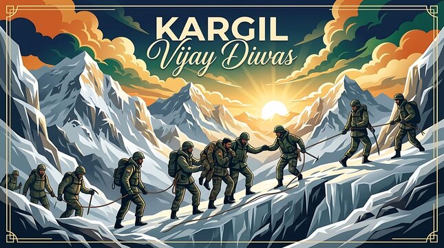 Kargil Vijay Diwas soldiers on mountain