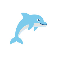 Naklejka premium Cute Blue Dolphin Cartoon Vector Icon Illustration Design