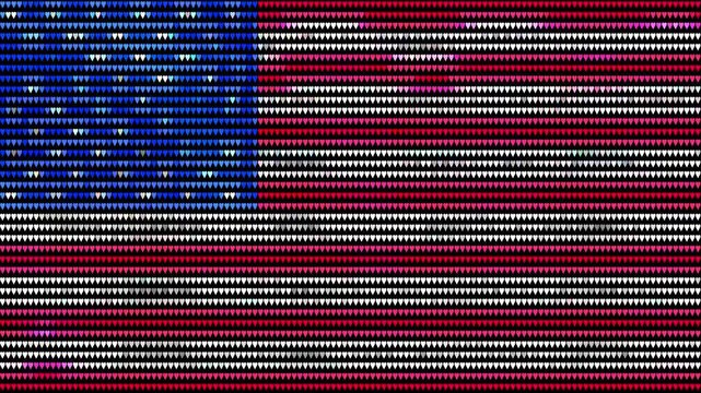 Vietnam flag digital animation, yellow star on red background in LED pixel style, national symbol of Vietnam with electronic screen texture