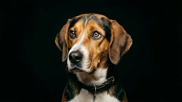 english foxhound close up isolated on black background video