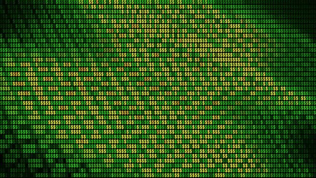 Matrix style digital code background, scrolling green computer terminal text on black screen, retro hacker programming data stream