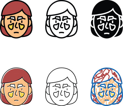 sinus problems color variations icon vector. sinus problems sign. isolated symbol