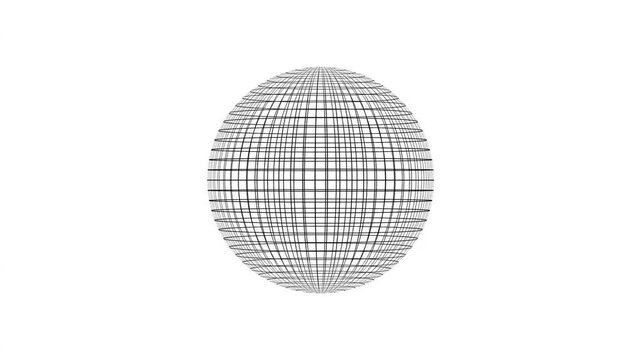 Abstract wireframe sphere made of intersecting black lines forming a geometric globe shape on a plain surface representing digital technology and modern connectivity concepts for design projects