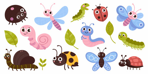 Cartoon Insects Collection Colorful Vector Illustration On White Background © AnupKumar