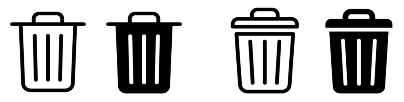 ゴミ箱・削除・消去のアイコンマークイラスト