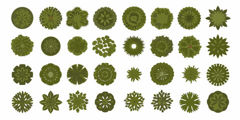 Collection Of Top Down View Trees In Vector Illustration Style © BidhanChandra