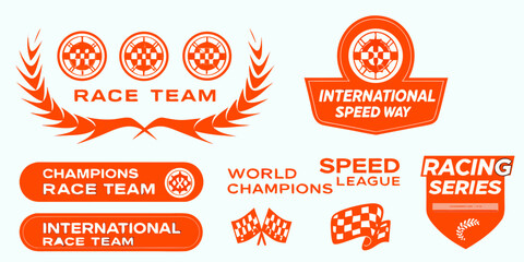Naklejka premium Racing Logo Collection Orange And White Vector Illustrations