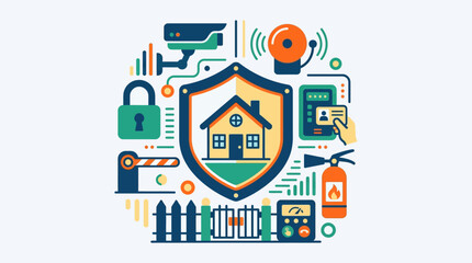 Obraz premium Home security system protection icon.