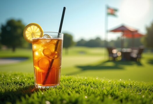 Golf Course Patio Landscape with Arnold Palmer Drink Tea and Lemonade Summer Vibe