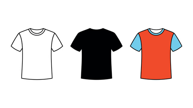 T shirt design templates in various colors for custom apparel design and printing