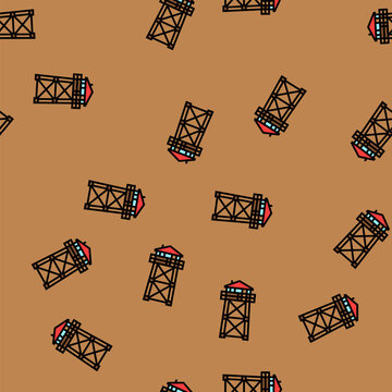 firewatch tower wildfire disaster vector seamless pattern firewatch tower wildfire disaster sign illustration