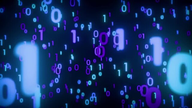 Abstract glowing binary code background for technology and data