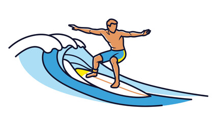 Fototapeta premium Man surfing on a wave riding board in ocean water sports
