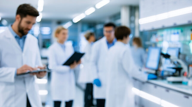 Blurred Background of Scientists in Renewable Energy Laboratory