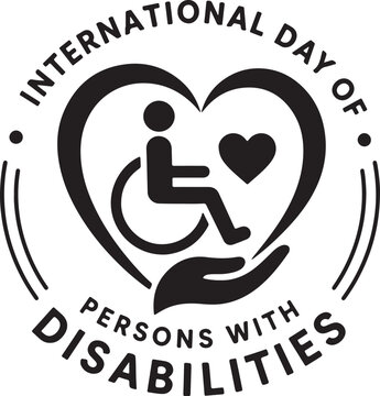 International day of persons with disabilities emblem with heart icon Vector