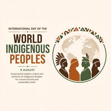 International Day of the World&rsquo;s Indigenous Peoples Minimal Vector Illustration with Global Cultural Diversity