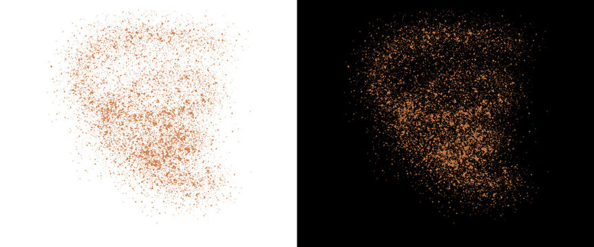 Ground cinnamon powder burst on white and black backgrounds, aromatic brown spice explosion, culinary seasoning dust texture for food design png