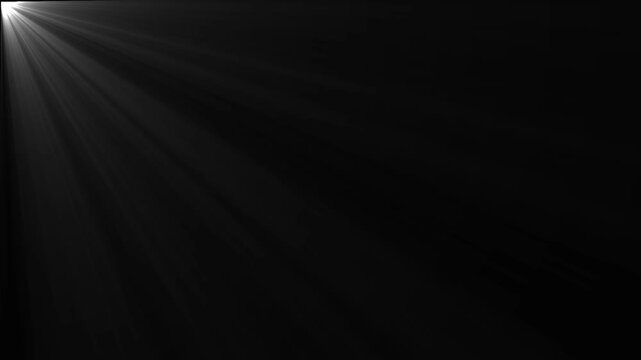Volume Light from Top in the Dark Seamless. White Lamp Rays Shining on Black Background with Flying.