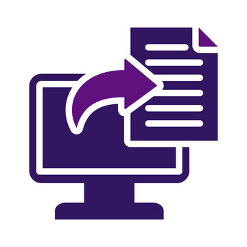 Data export icon computer screen transferring files isolated on transparent background
