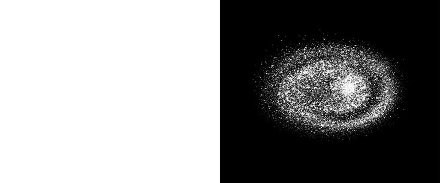 Abstract cosmic dust particle explosion on black background, glowing white stardust nebula, celestial space burst texture for graphic design png