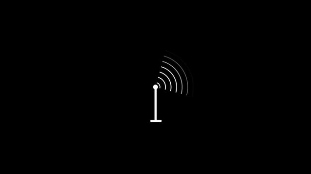 Minimal White Number One with Radio Signal Waves Animation on Black Background | Digital Connection Concept