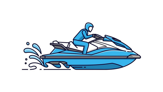 Man riding a blue jet ski on water