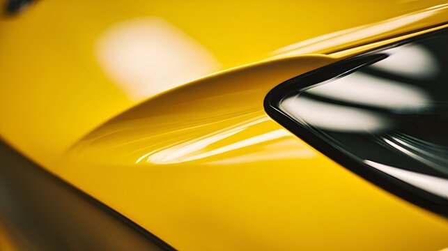 close up of a yellow car