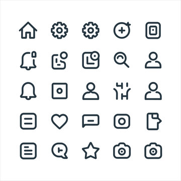 Social Media Web Icons Set with Flat Vector Symbols for Business Internet Technology Communication and Digital Interface Design