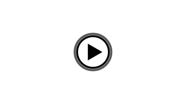 Black play button icon motion graphics of play button concept.Play button Icon for music sound simple white play button.