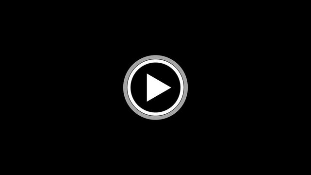 White play button icon motion graphics of play button concept.Play button Icon for music sound simple white play button.