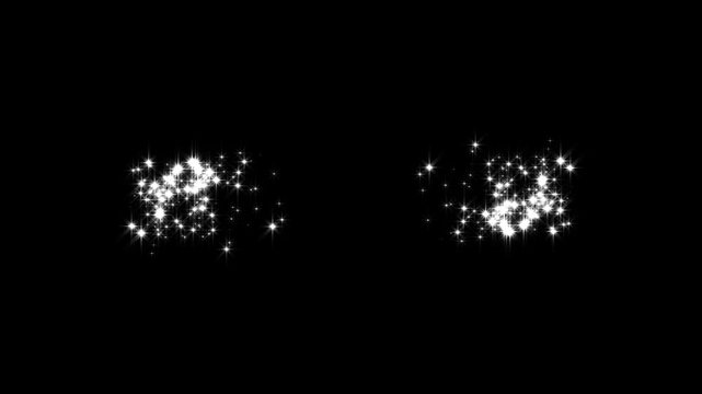 Glittering star line effect on black background, twinkle magic dust animation, sparkling stars Shine animation, Luxury white glitter sparkles star trail, 2D cartoon doodle loop overlay 4K