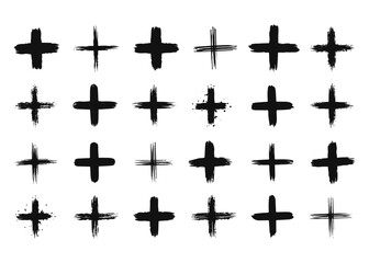 Fototapeta premium Plus brush set. Set of hand drawn brushes on a white background