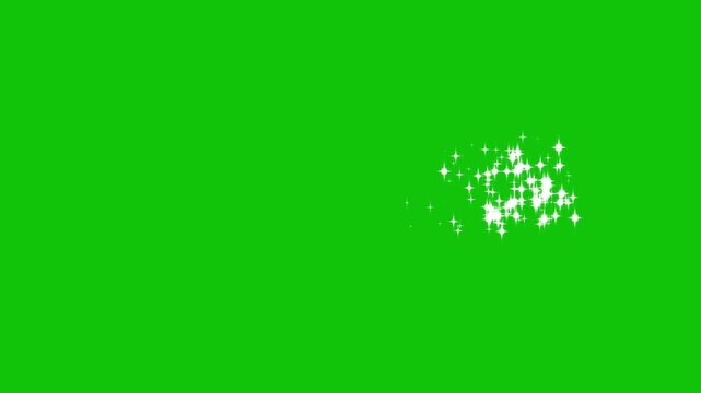 Glittering star line effect on green screen, twinkle magic dust animation, sparkling stars Shine animation, Luxury white glitter sparkles star trail, chroma key seamless background element 4K