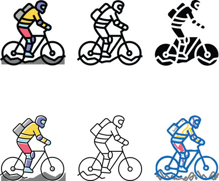 mountain riding bike color styles icon vector. mountain riding bike sign. isolated symbol