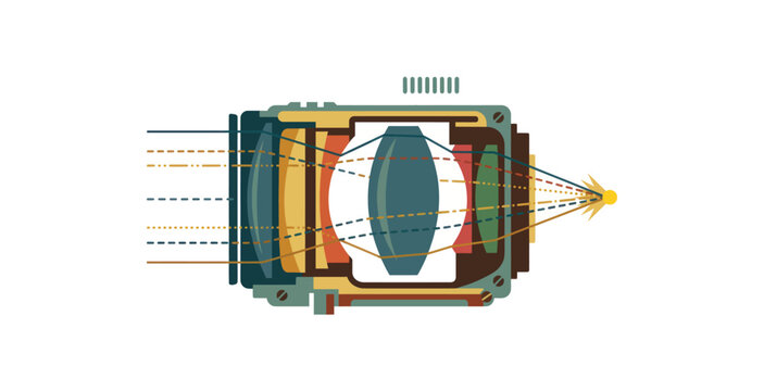 Camera Lens Optical Diagram Vector Illustration