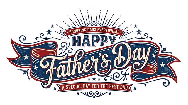 Father's Day celebration with patriotic-themed badges honoring dads everywhere with special messages