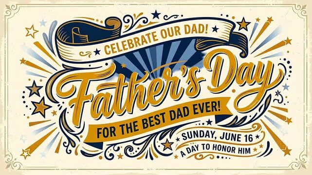 Creative Father's Day celebration banners with bold typography and festive decorative elements