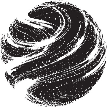Black ink brush stroke circle shape isolated on a white background Vector