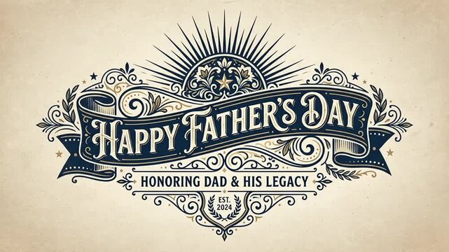 Father's Day celebration graphics collection honoring fathers and their legacy with intricate vintage design