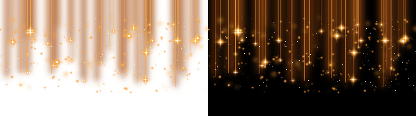 Sparkling golden falling stars with luminous light trails and glittery cosmic dust, isolated on transparent background © MDSakib