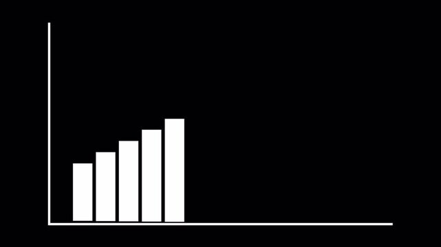 Statistics bars columns growth graphs on transparent background , arrow up. Finance, Bar graph going up, Profit concept, positive increase chart. business graph animation with alpha channel in 4k. 
