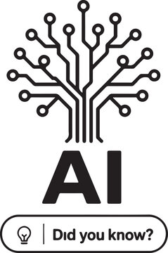 Artificial intelligence tree icon with digital circuit board lines Vector